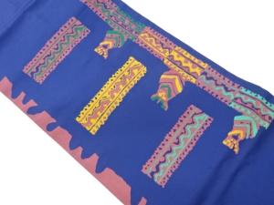 変わり横段に幾何学模様織出し名古屋帯